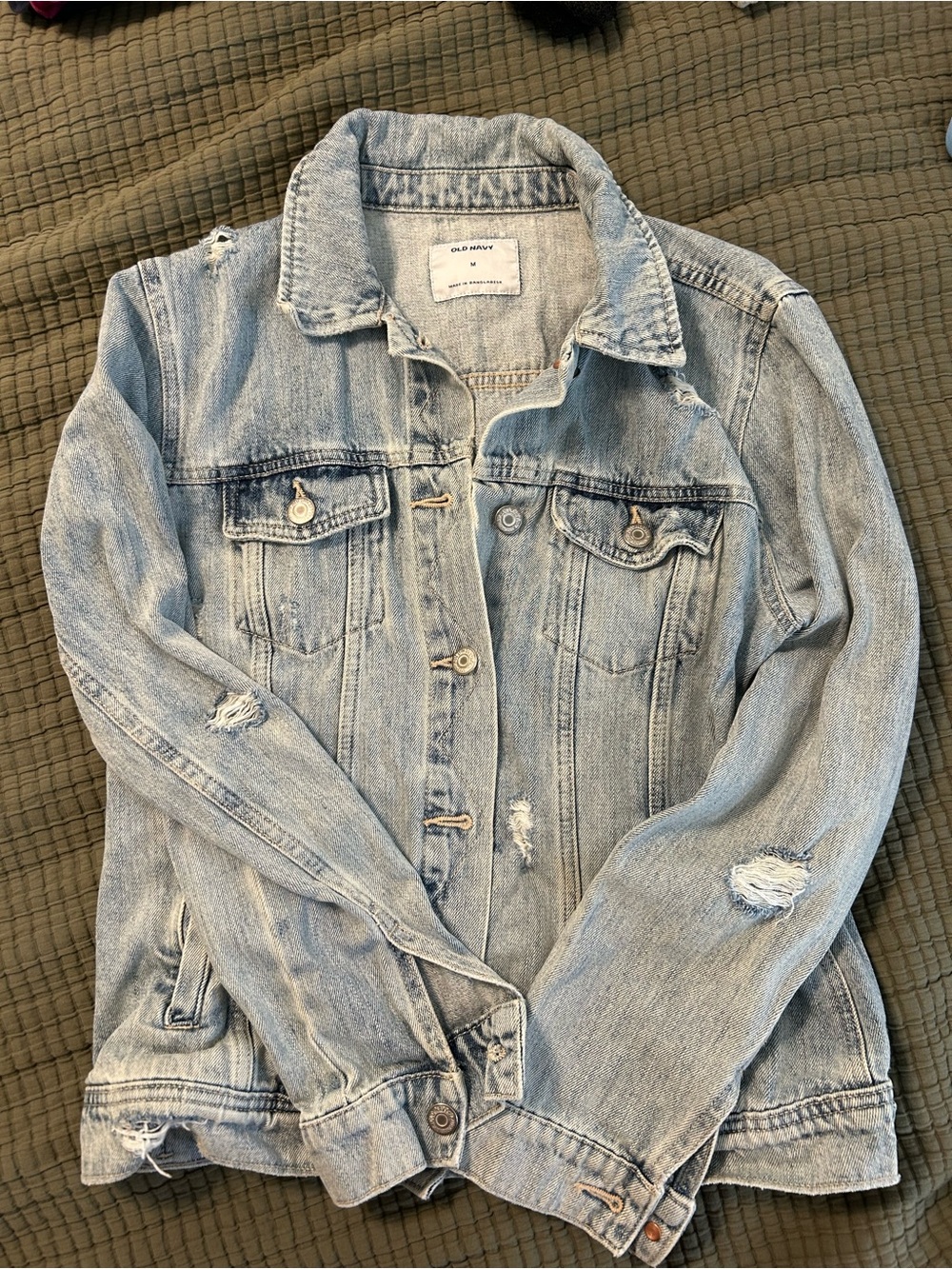Old Navy Distressed Light Blue Denim Jacket